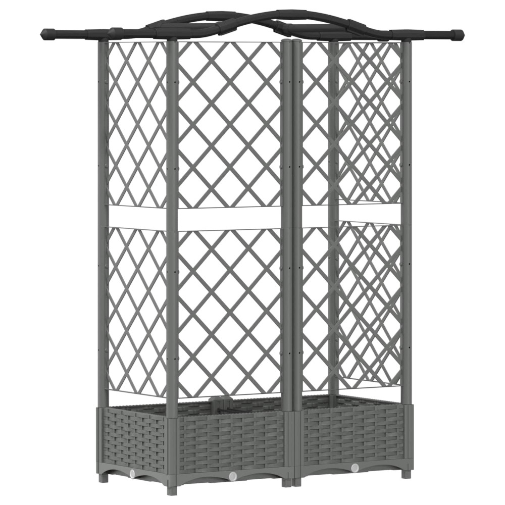 Produktbild för Upphöjd Bädd med Spaljé och Tak Ljusgrå 124 x 40 x 123 cm PP