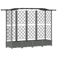 Produktbild för Upphöjd Bädd med Spaljé och Tak Ljusgrå 203,5 x 40 x 123 cm PP