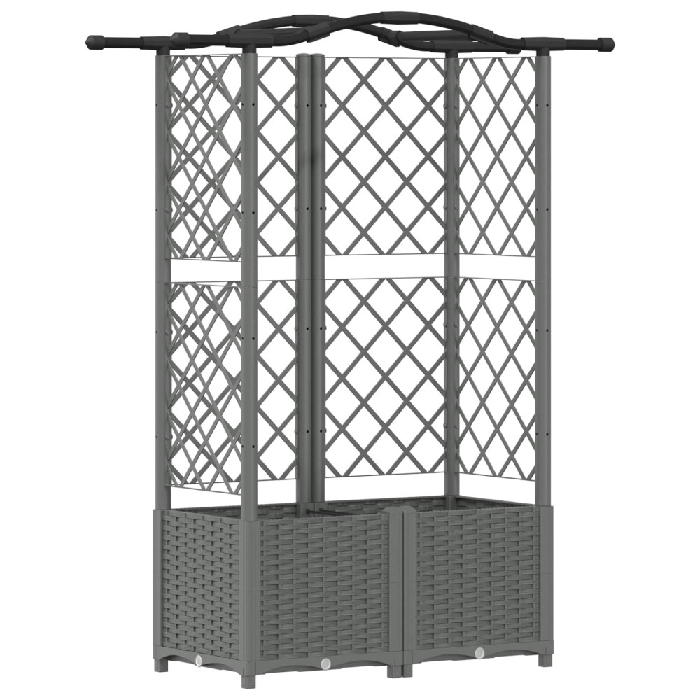 Produktbild för Upphöjd Bädd med Spaljé och Tak Ljusgrå 122 x 40 x 138 cm PP