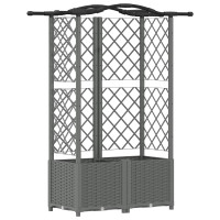 Produktbild för Upphöjd Bädd med Spaljé och Tak Ljusgrå 122 x 40 x 138 cm PP