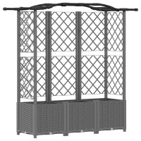 Produktbild för Upphöjd Bädd med Spaljé och Tak Ljusgrå 163 x 40 x 138 cm PP