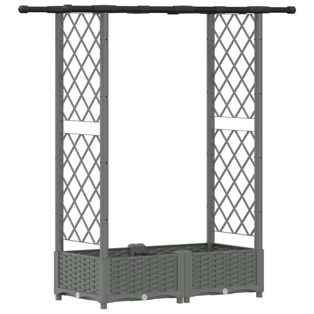 Produktbild för Upphöjd Bädd med Spaljé och Tak Ljusgrå 122,5 x 40 x 121 cm PP
