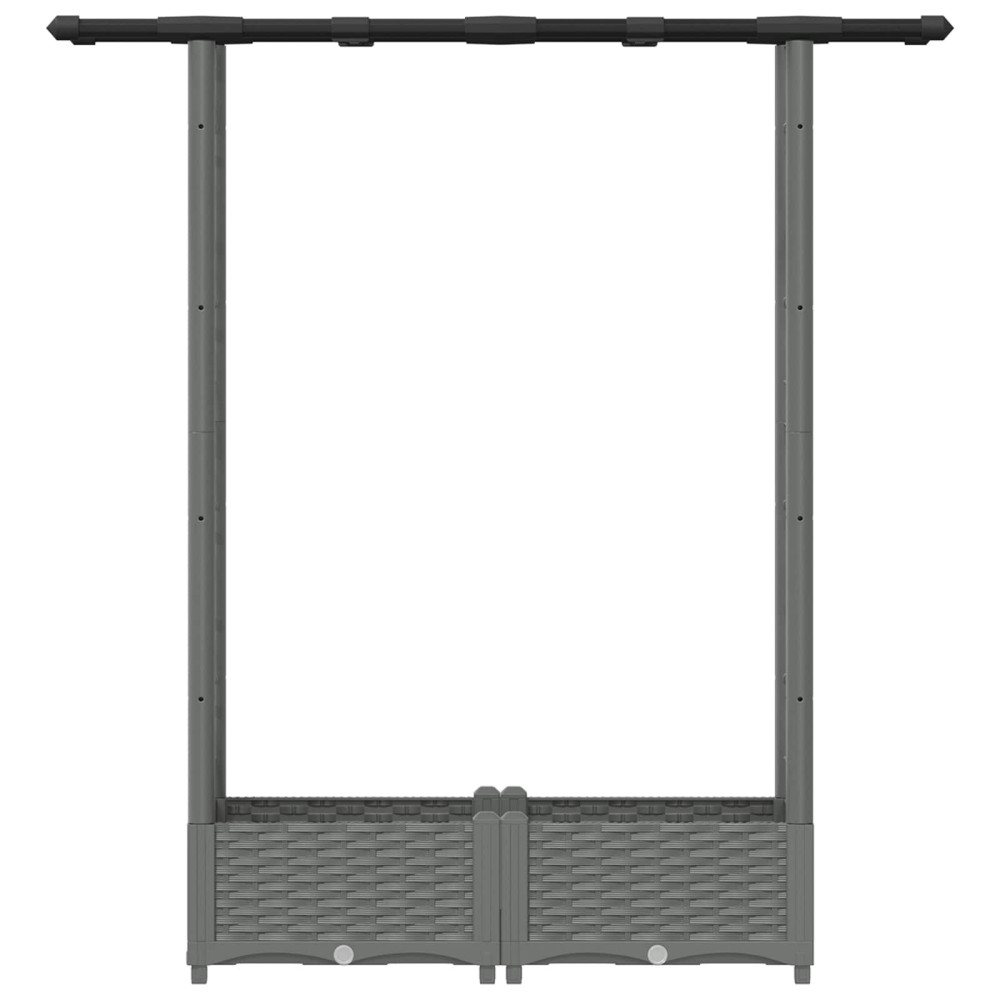 Produktbild för Upphöjd Bädd med Spaljé och Tak Ljusgrå 122,5 x 40 x 121 cm PP