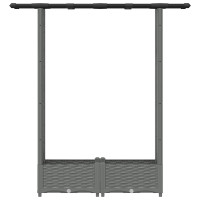 Produktbild för Upphöjd Bädd med Spaljé och Tak Ljusgrå 122,5 x 40 x 121 cm PP