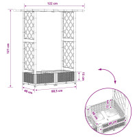 Produktbild för Upphöjd Bädd med Spaljé och Tak Ljusgrå 122,5 x 40 x 121 cm PP