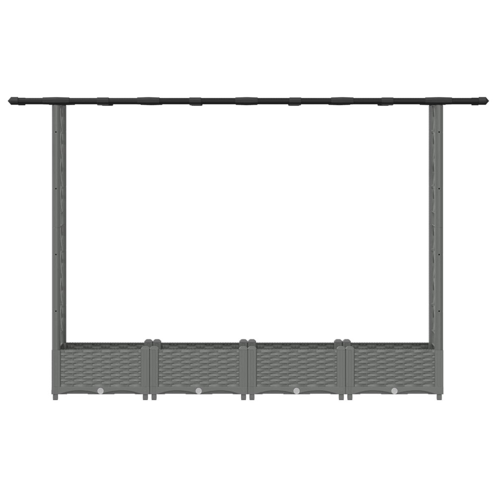 Produktbild för Upphöjd Bädd med Spaljé och Tak Ljusgrå 203 x 40 x 121 cm PP