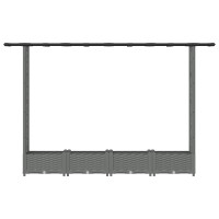 Produktbild för Upphöjd Bädd med Spaljé och Tak Ljusgrå 203 x 40 x 121 cm PP