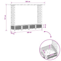 Produktbild för Upphöjd Bädd med Spaljé och Tak Ljusgrå 203 x 40 x 121 cm PP