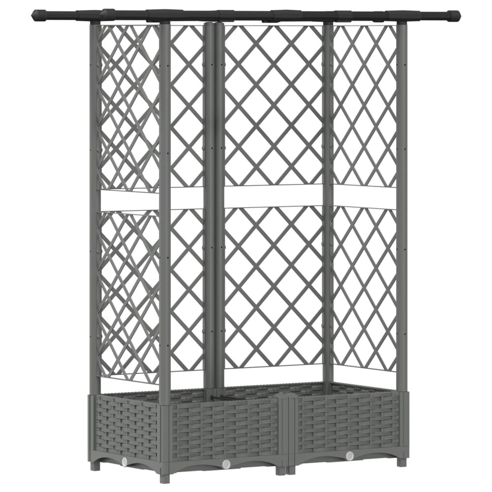 Produktbild för Upphöjd Bädd med Spaljé och Tak Ljusgrå 124 x 40 x 121 cm PP
