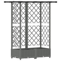 Produktbild för Upphöjd Bädd med Spaljé och Tak Ljusgrå 124 x 40 x 121 cm PP