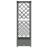 Produktbild för Upphöjd Bädd med Spaljé och Tak Ljusgrå 124 x 40 x 121 cm PP