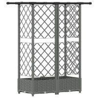 Produktbild för Upphöjd Bädd med Spaljé och Tak Ljusgrå 124 x 40 x 121 cm PP