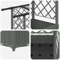Produktbild för Upphöjd Bädd med Spaljé och Tak Ljusgrå 124 x 40 x 121 cm PP