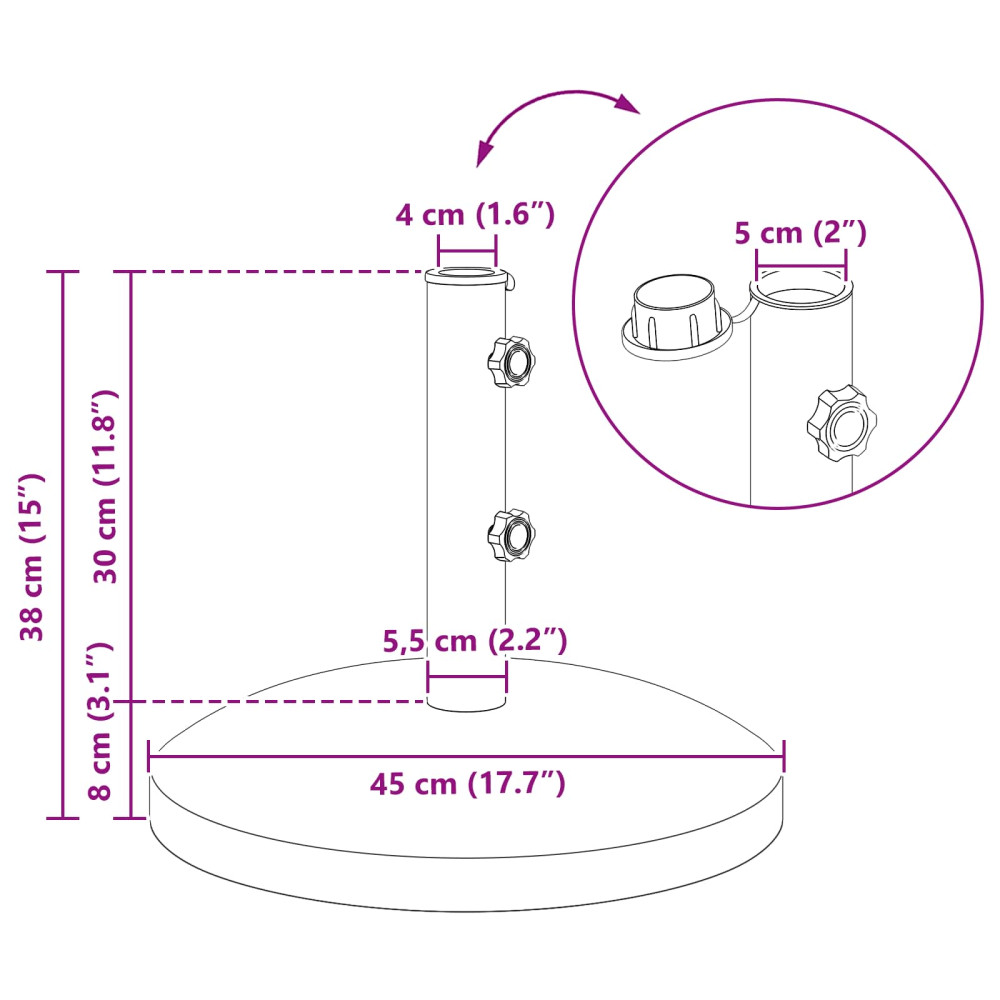 Produktbild för Parasolbas för 40-50 mm stolpe 26.75 kg Svart for 40-50 mm Pole