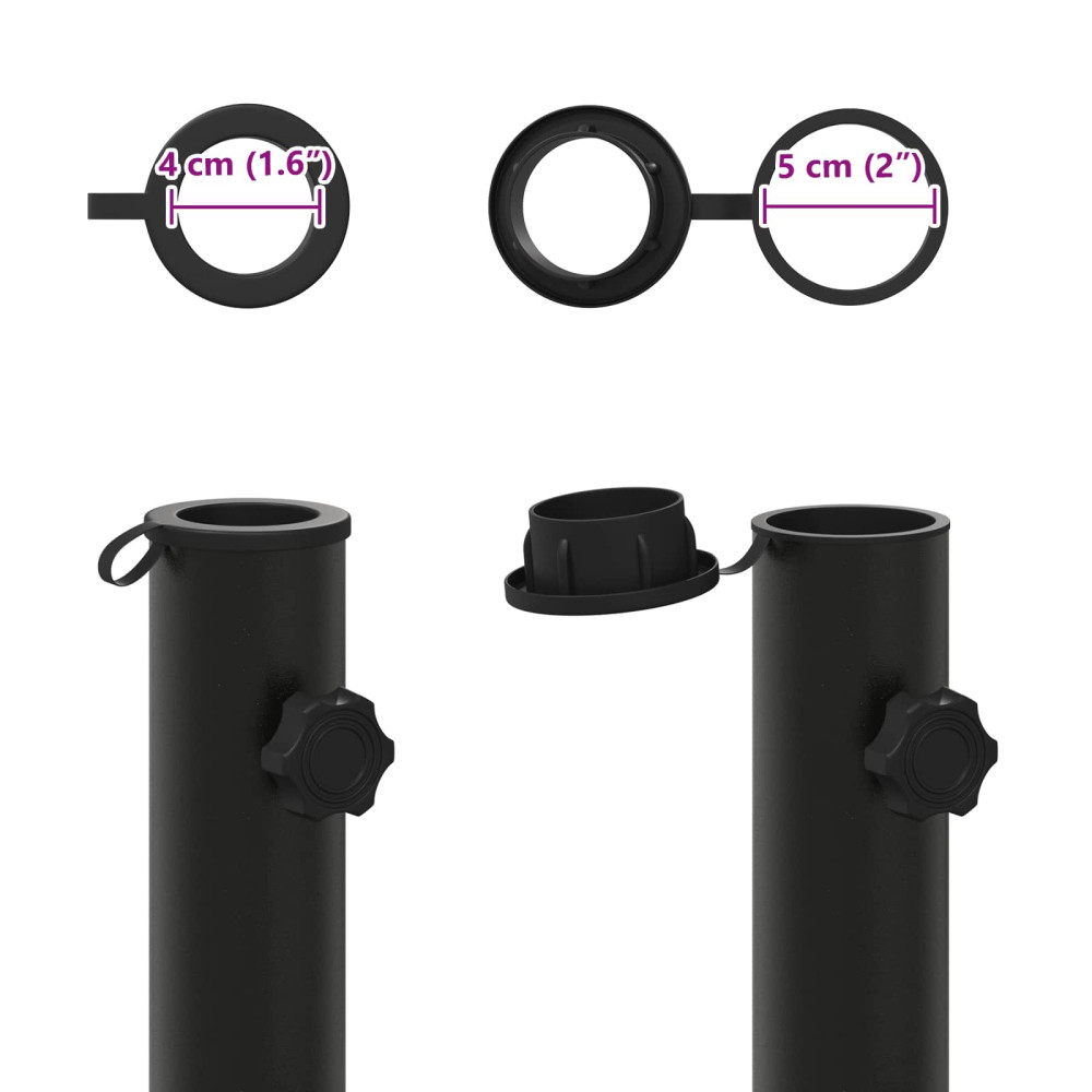 Produktbild för Parasollbasrör 0.6 kg Svart Järn for 40-50 mm Pole