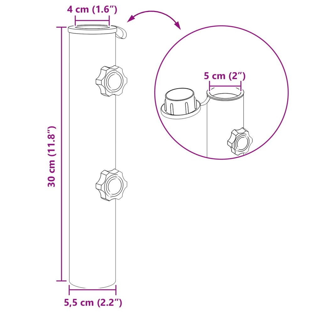 Produktbild för Parasollbasrör 0.6 kg Svart Järn for 40-50 mm Pole