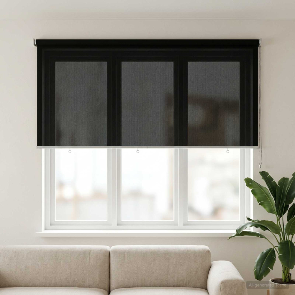 Produktbild för Utomhus Rullgardin 90% UV Block Svart 200 x 140 cm HDPE