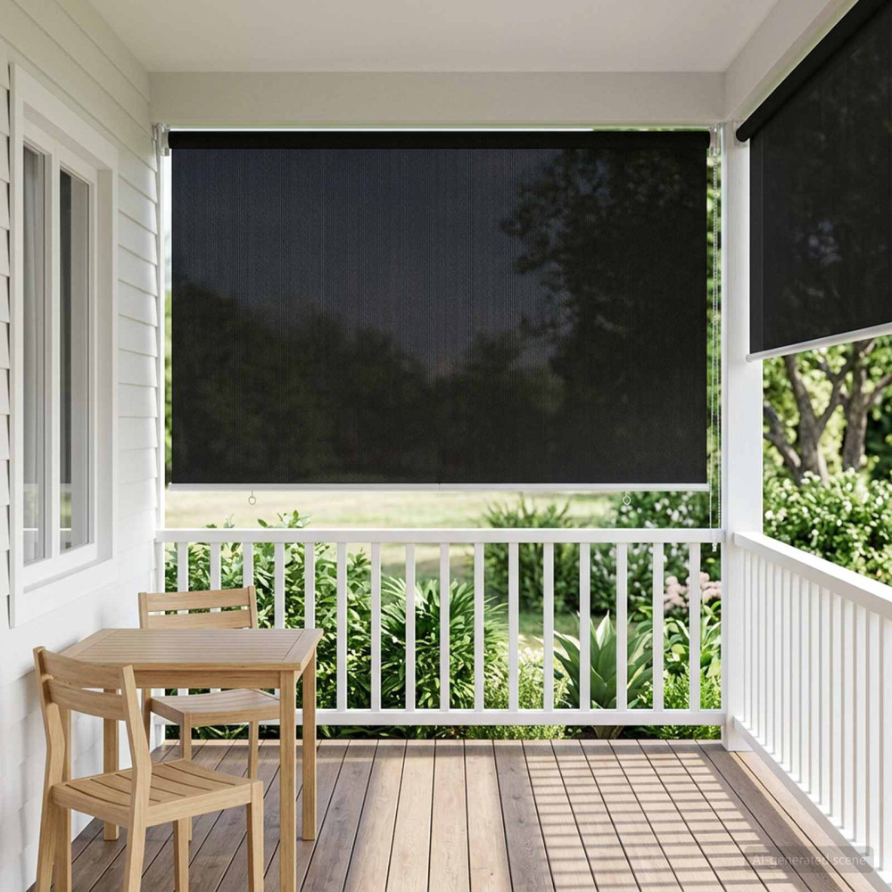 Produktbild för Utomhus Rullgardin 90% UV Block Svart 200 x 140 cm HDPE