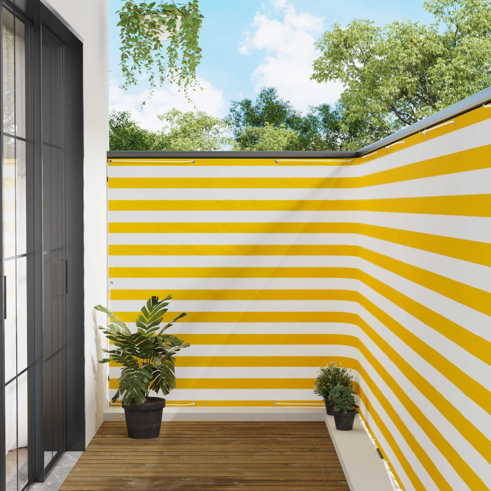 Produktbild för Balkongskärm 150 x 300 cm Tyg med PU-beläggning Gul och Vit
