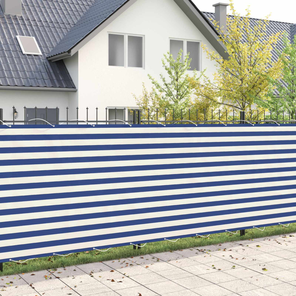 Produktbild för Balkongskärm 150 x 300 cm Tyg med PU-beläggning Blå och Vit