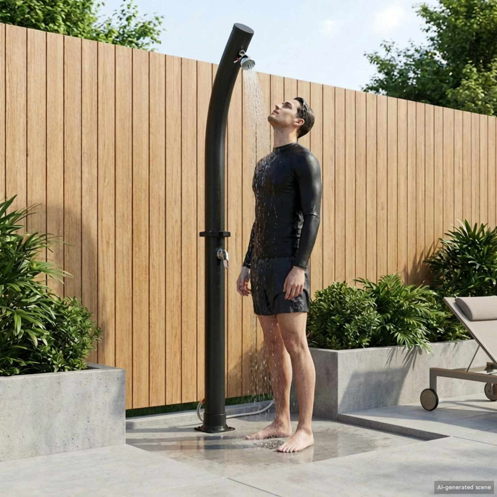 Produktbild för Solardusch med duschhuvud 20 l PVC, ABS, Zinklegering Svart