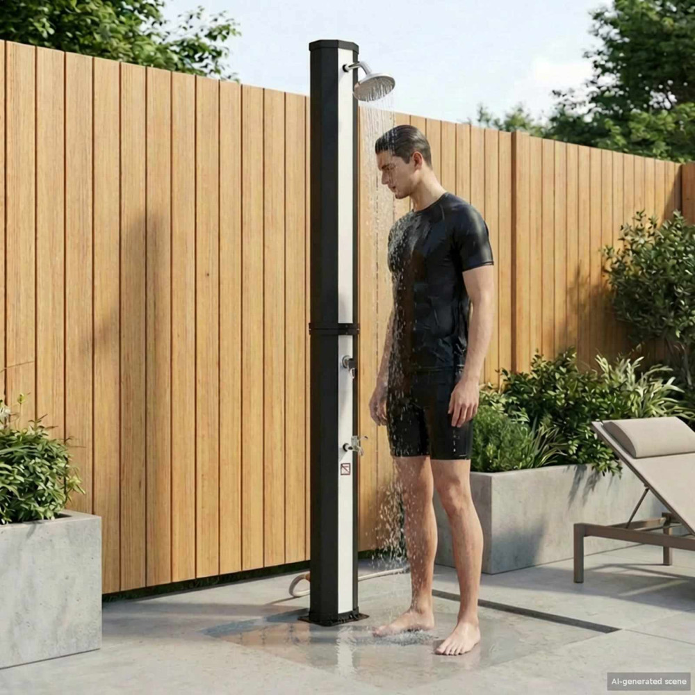 Produktbild för Solardusch med duschhuvud och kran 40 l PVC, ABS, Zinklegering