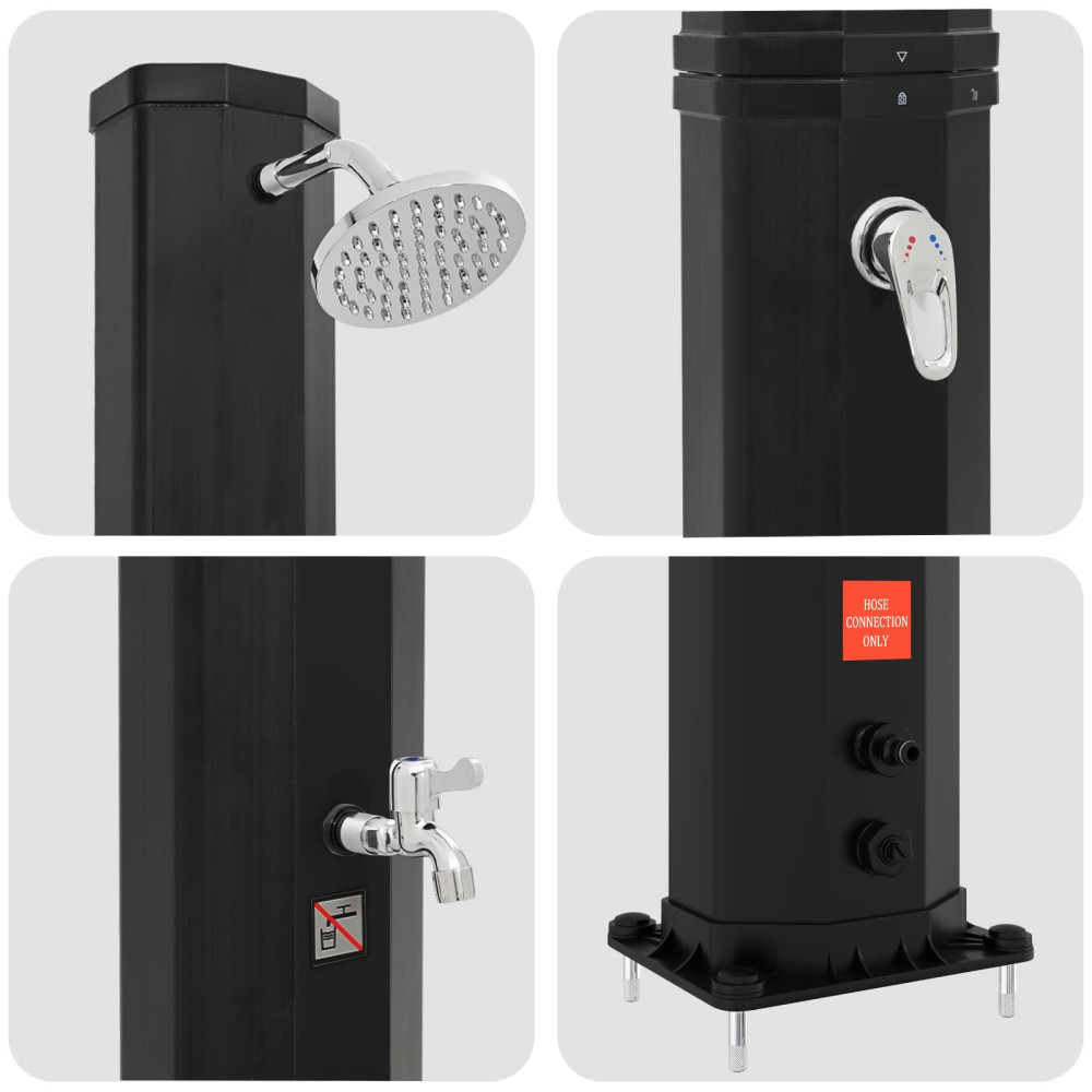 Produktbild för Solardusch med duschhuvud och kran 40 l PVC, ABS, Zinklegering
