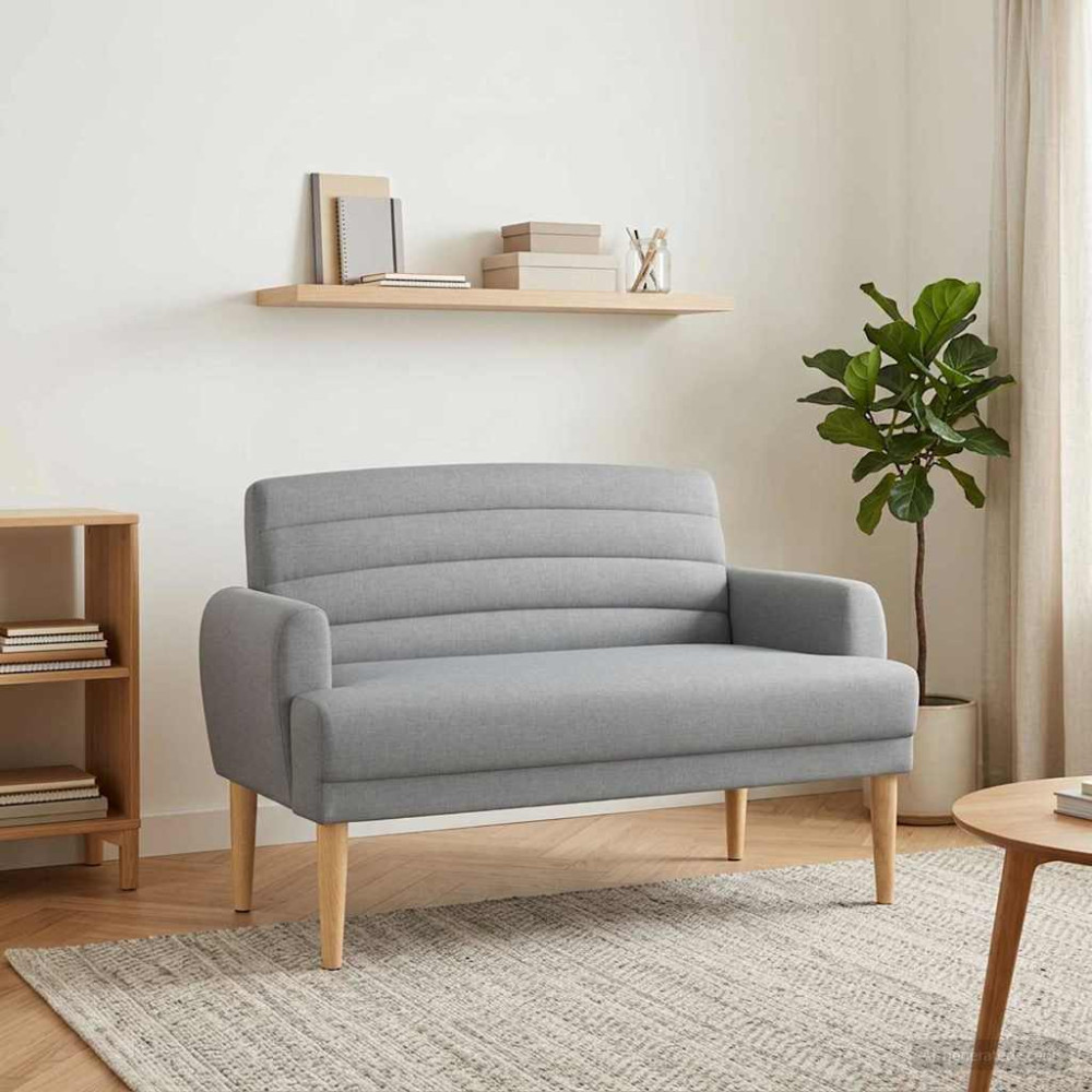 Produktbild för Loveseat med knapprapport Ljusgrå 116 x 67 x 80 cm Tyg