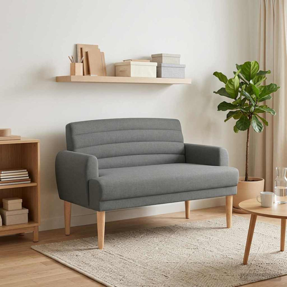Produktbild för Loveseat med knapprapport Mörkgrå 116 x 67 x 80 cm Tyg