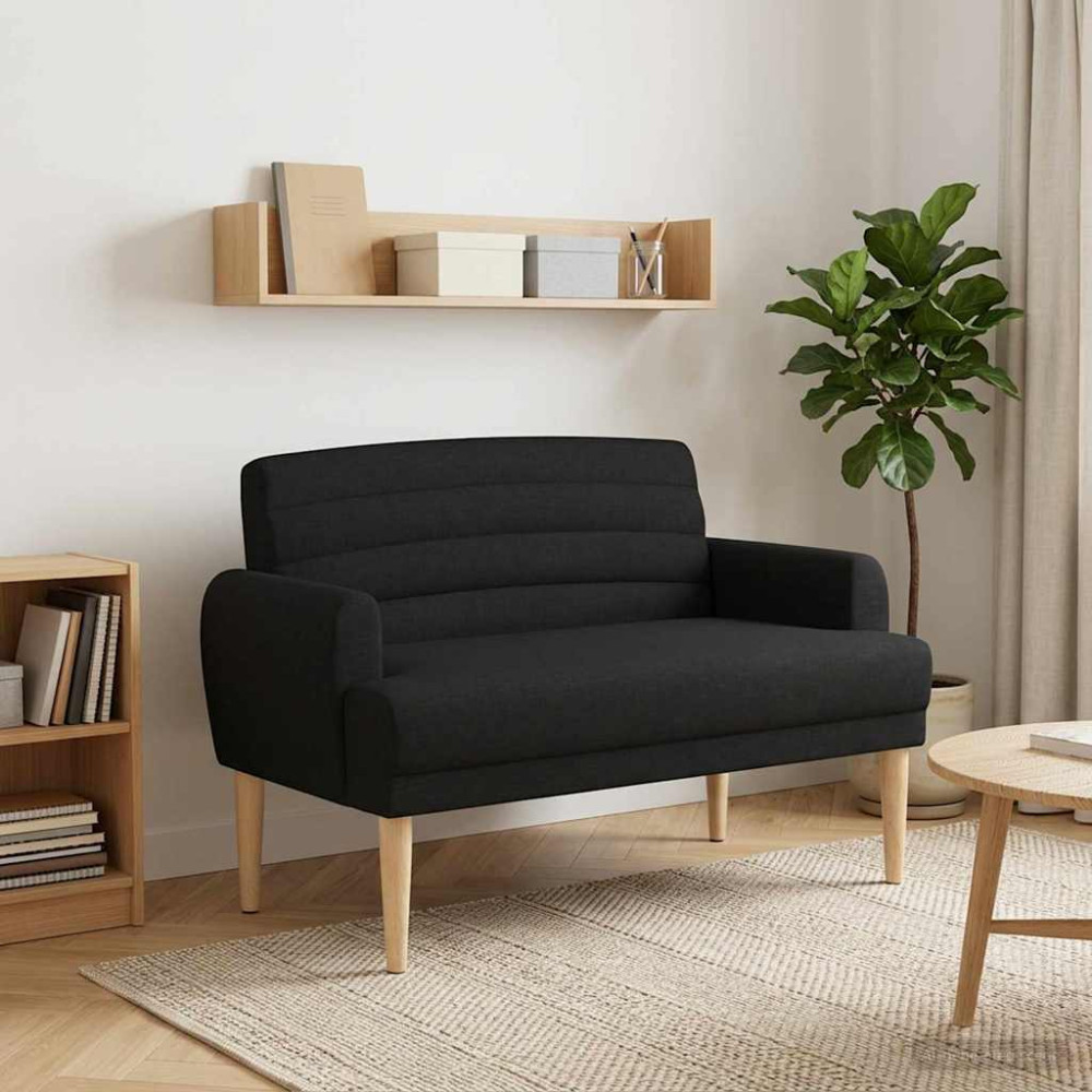 Produktbild för Loveseat med knapprapport Svart 116 x 67 x 80 cm Tyg