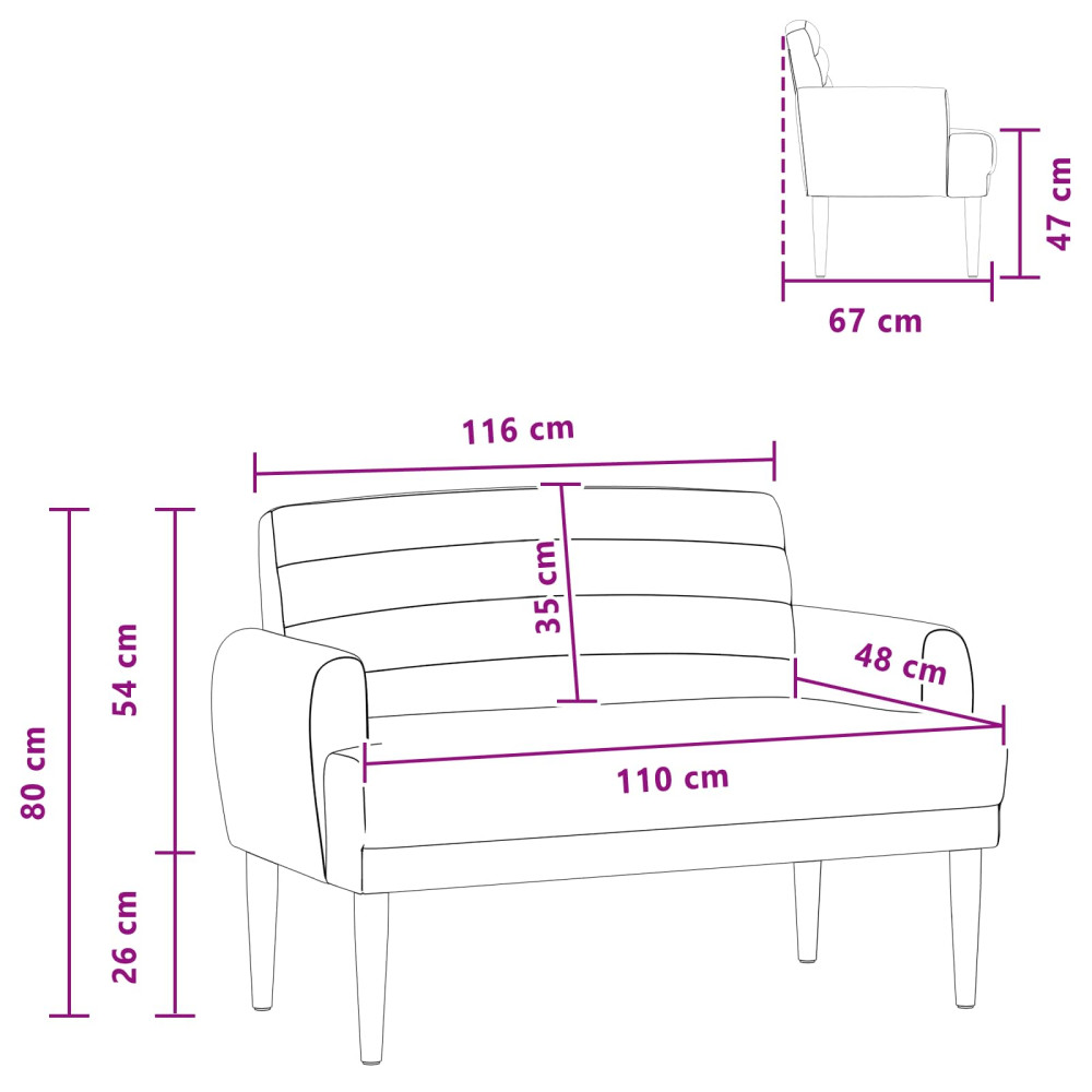 Produktbild för Loveseat med knapprapport Svart 116 x 67 x 80 cm Tyg