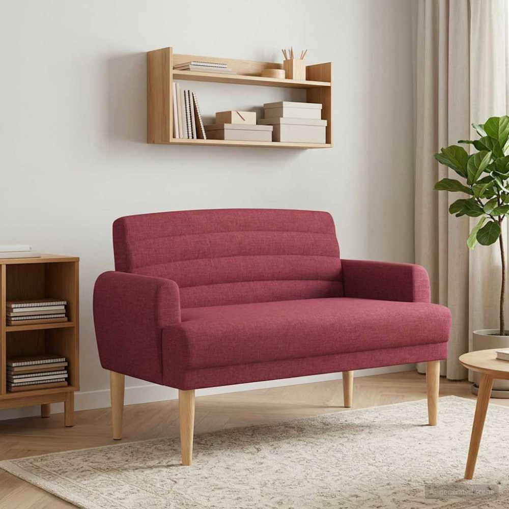 Produktbild för Loveseat med knapprapport Vinröd 116 x 67 x 80 cm Tyg