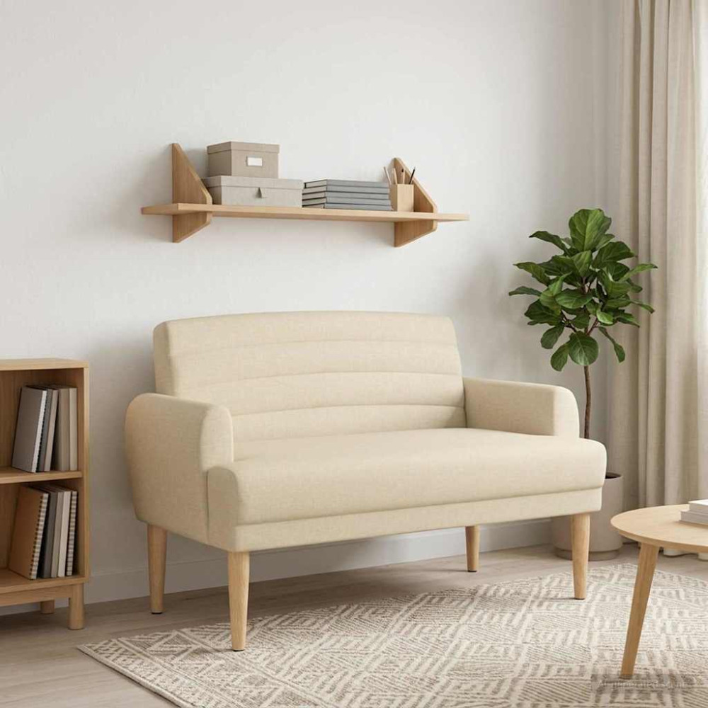 Produktbild för Loveseat med knapprapport Gräddvit 116 x 67 x 80 cm Tyg