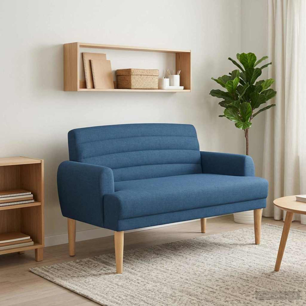 Produktbild för Loveseat med knapprapport Blå 116 x 67 x 80 cm Tyg