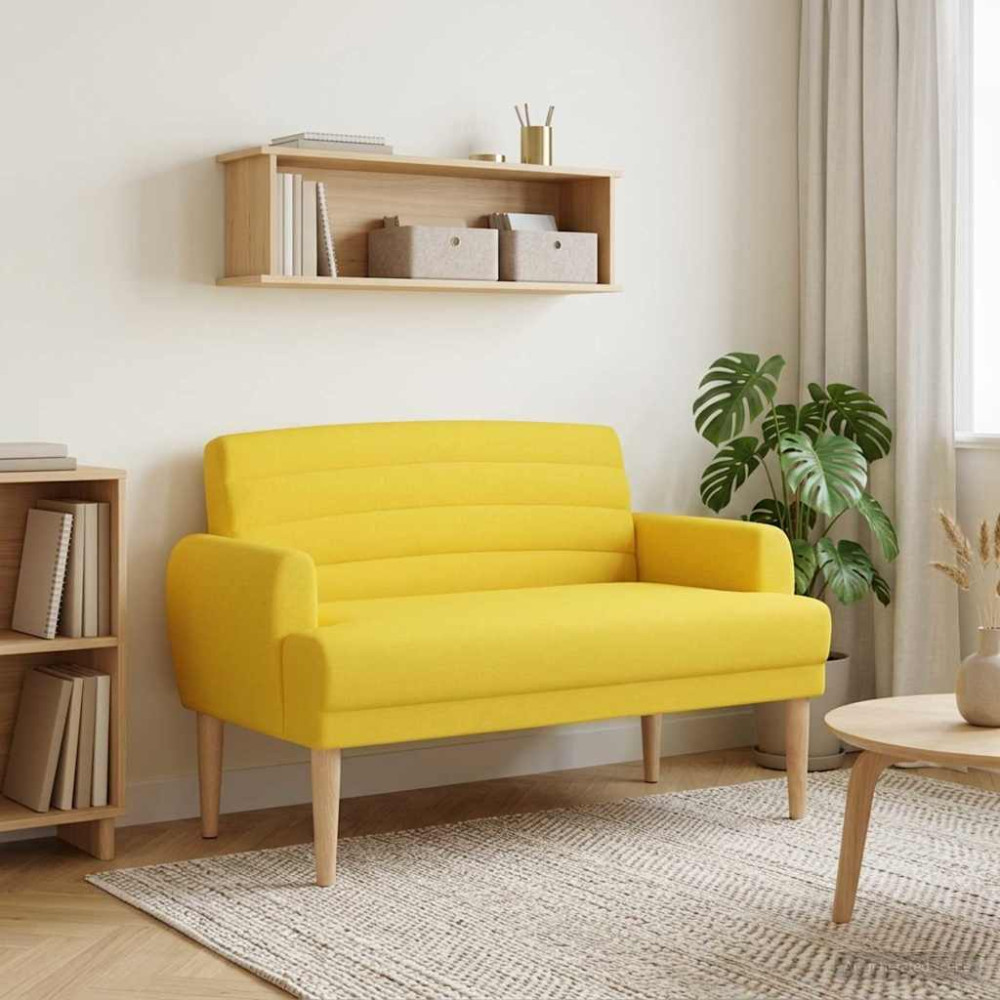 Produktbild för Loveseat med knapprapport Ljus Gul 116 x 67 x 80 cm Tyg