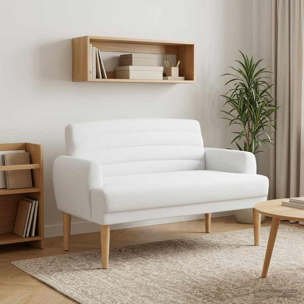 Produktbild för Loveseat med knapprapport Vit 116 x 67 x 80 cm Tyg