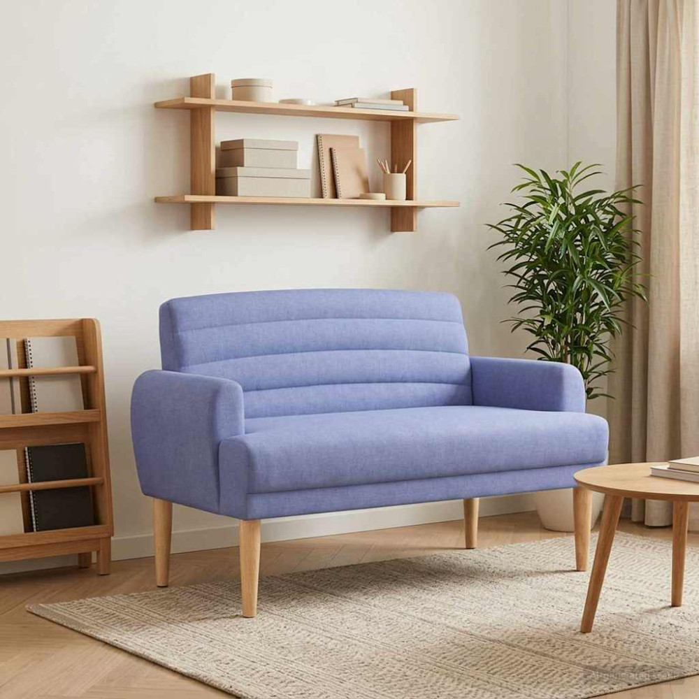 Produktbild för Loveseat med knapprapport Jeansblå 116 x 67 x 80 cm Tyg