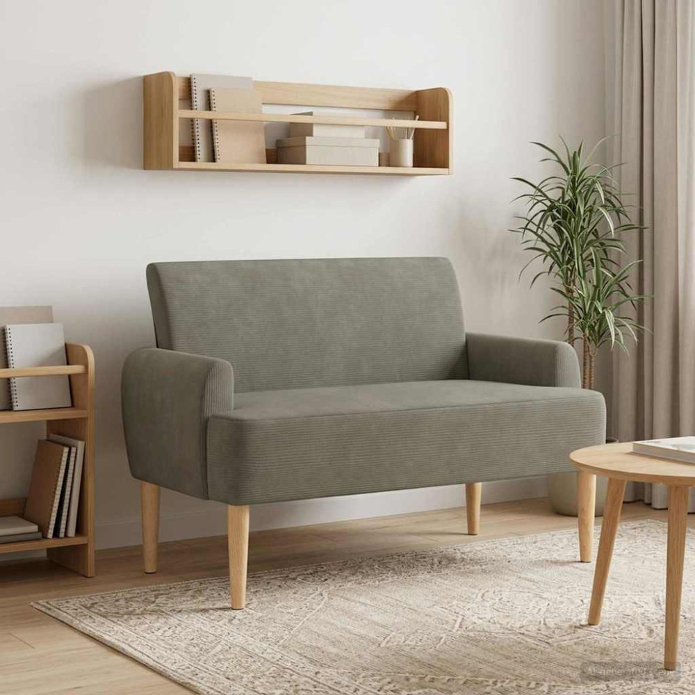 Produktbild för Loveseat med knapprapport Ljusgrå 116 x 67 x 81 cm Kordread tyg