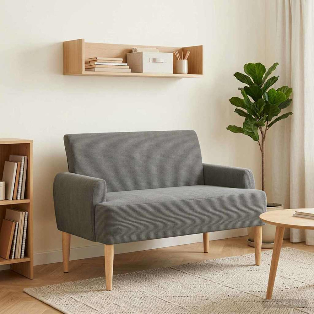 Produktbild för Loveseat med knapprapport Mörkgrå 116 x 67 x 81 cm Kordread tyg