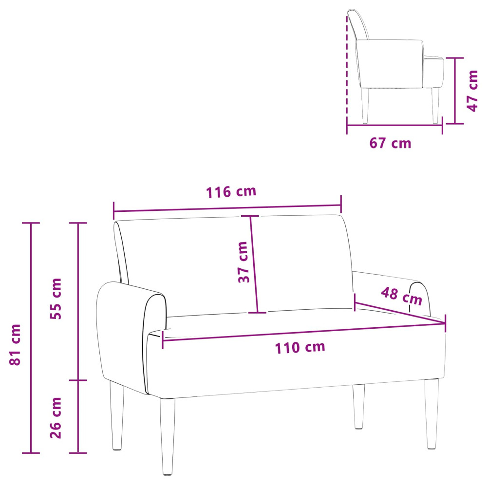 Produktbild för Loveseat med knapprapport Gräddvit 116 x 67 x 81 cm
