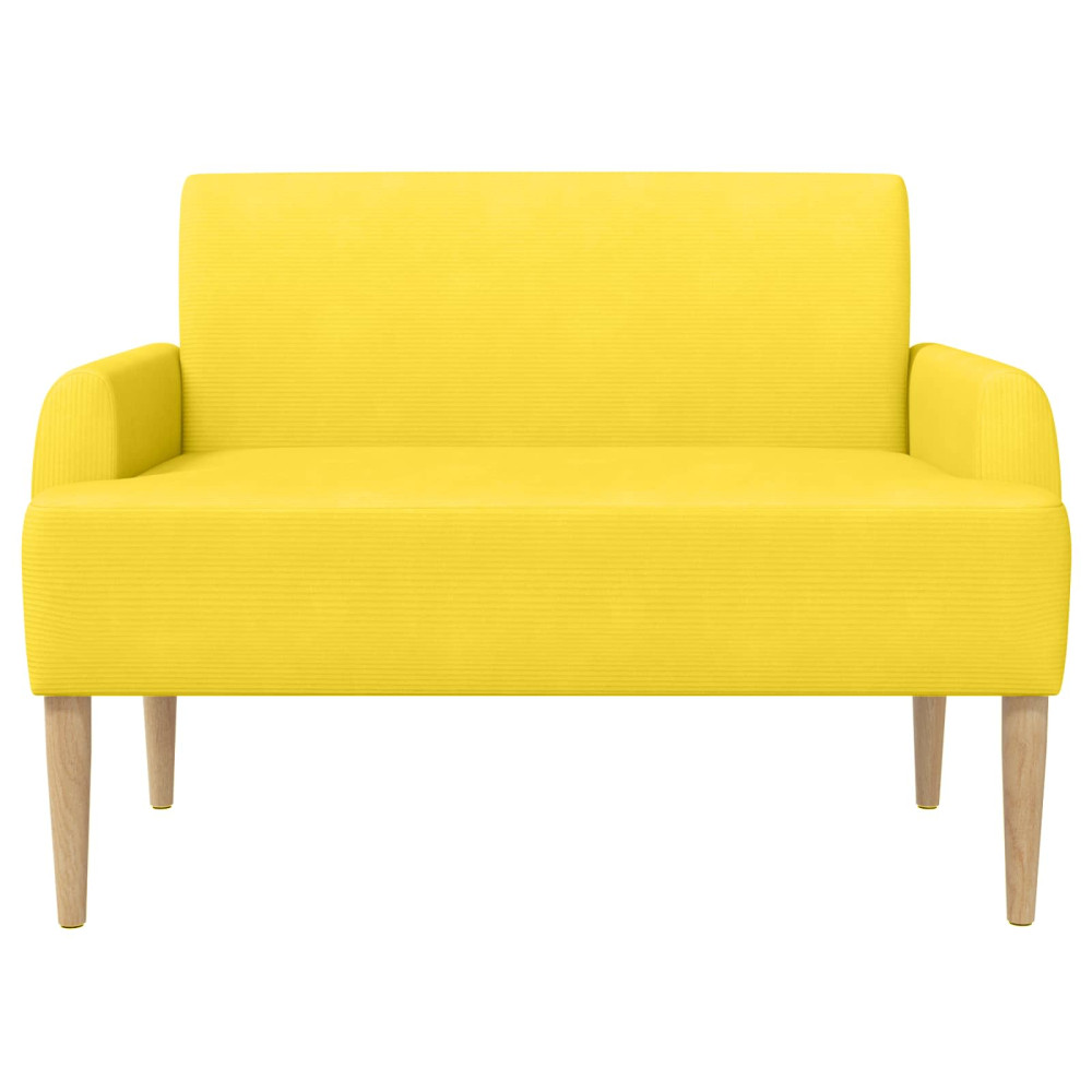 Produktbild för Loveseat med knapprapport Ljusgul 116 x 67 x 81 cm Kordread tyg