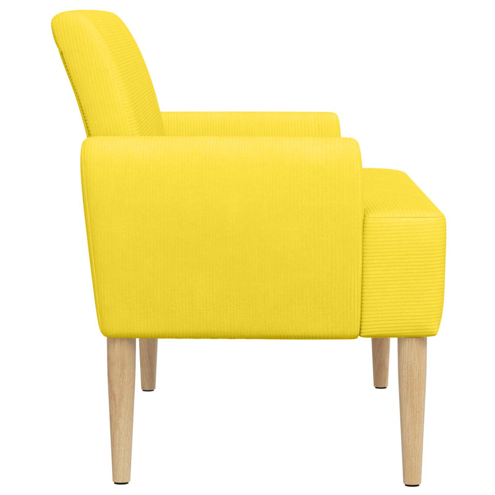 Produktbild för Loveseat med knapprapport Ljusgul 116 x 67 x 81 cm Kordread tyg