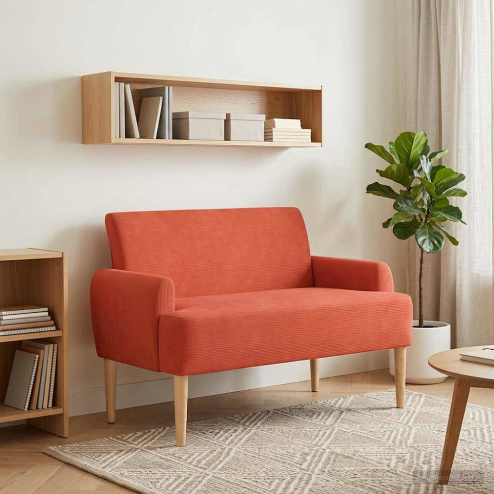 Produktbild för Loveseat med knapprapport Röd orange 116 x 67 x 81 cm
