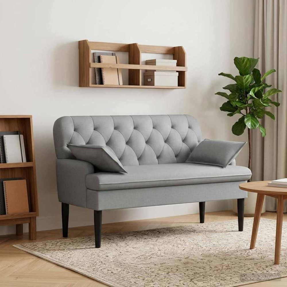 Produktbild för Loveseat med knapprapport Ljusgrå 111 x 68 x 80 cm Tyg