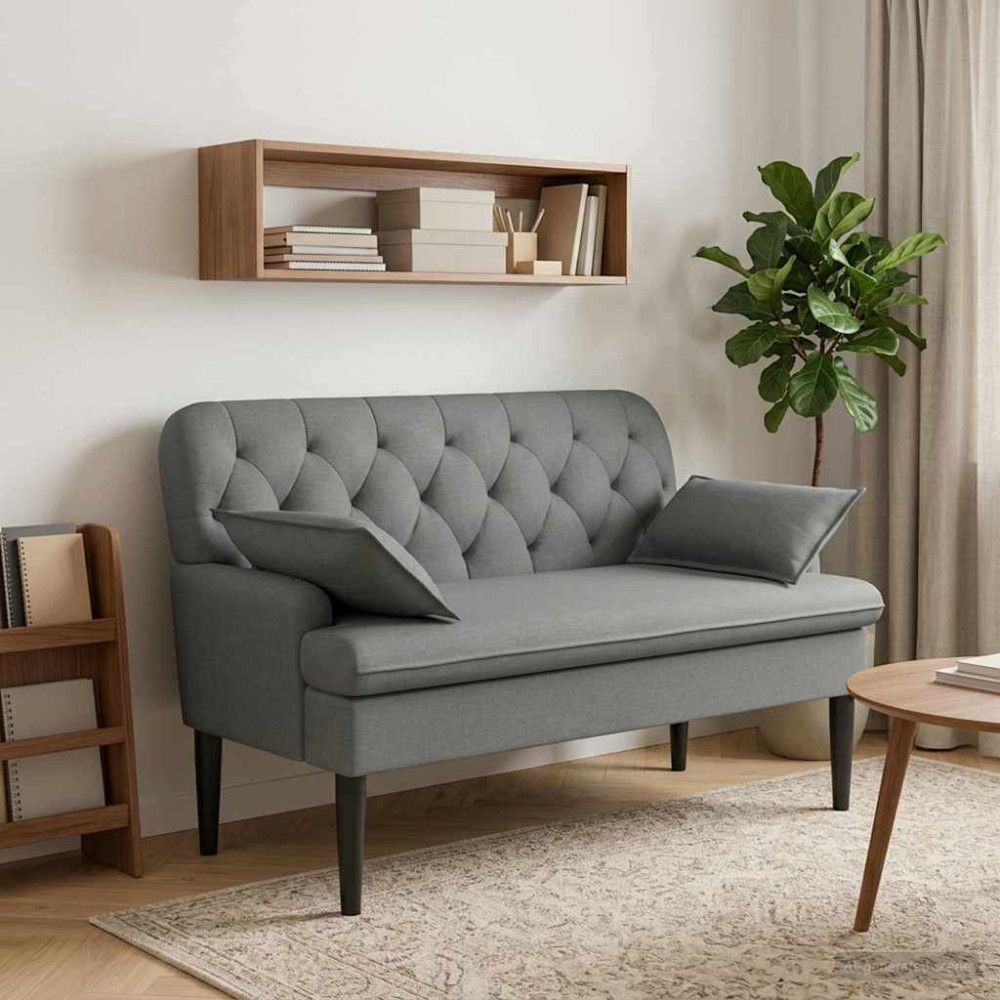 Produktbild för Loveseat med knapprapport Mörkgrå 111 x 68 x 80 cm Tyg