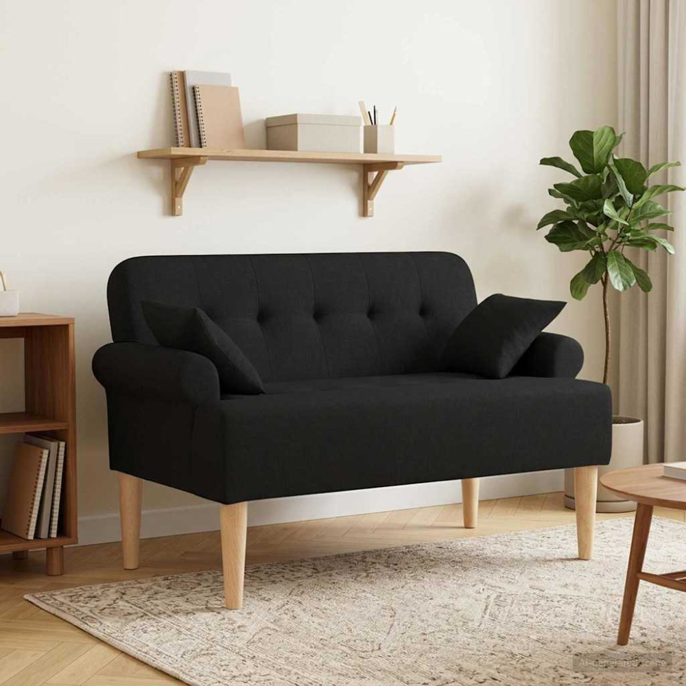 Produktbild för Loveseat med knapprapport Svart 120 x 65 x 79 cm Tyg
