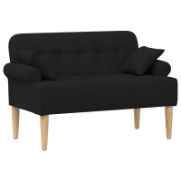 Produktbild för Loveseat med knapprapport Svart 120 x 65 x 79 cm Tyg