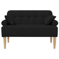 Produktbild för Loveseat med knapprapport Svart 120 x 65 x 79 cm Tyg