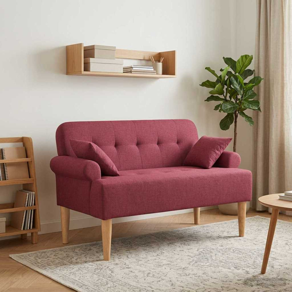 Produktbild för Loveseat med knapprapport Vinröd 120 x 65 x 79 cm Tyg
