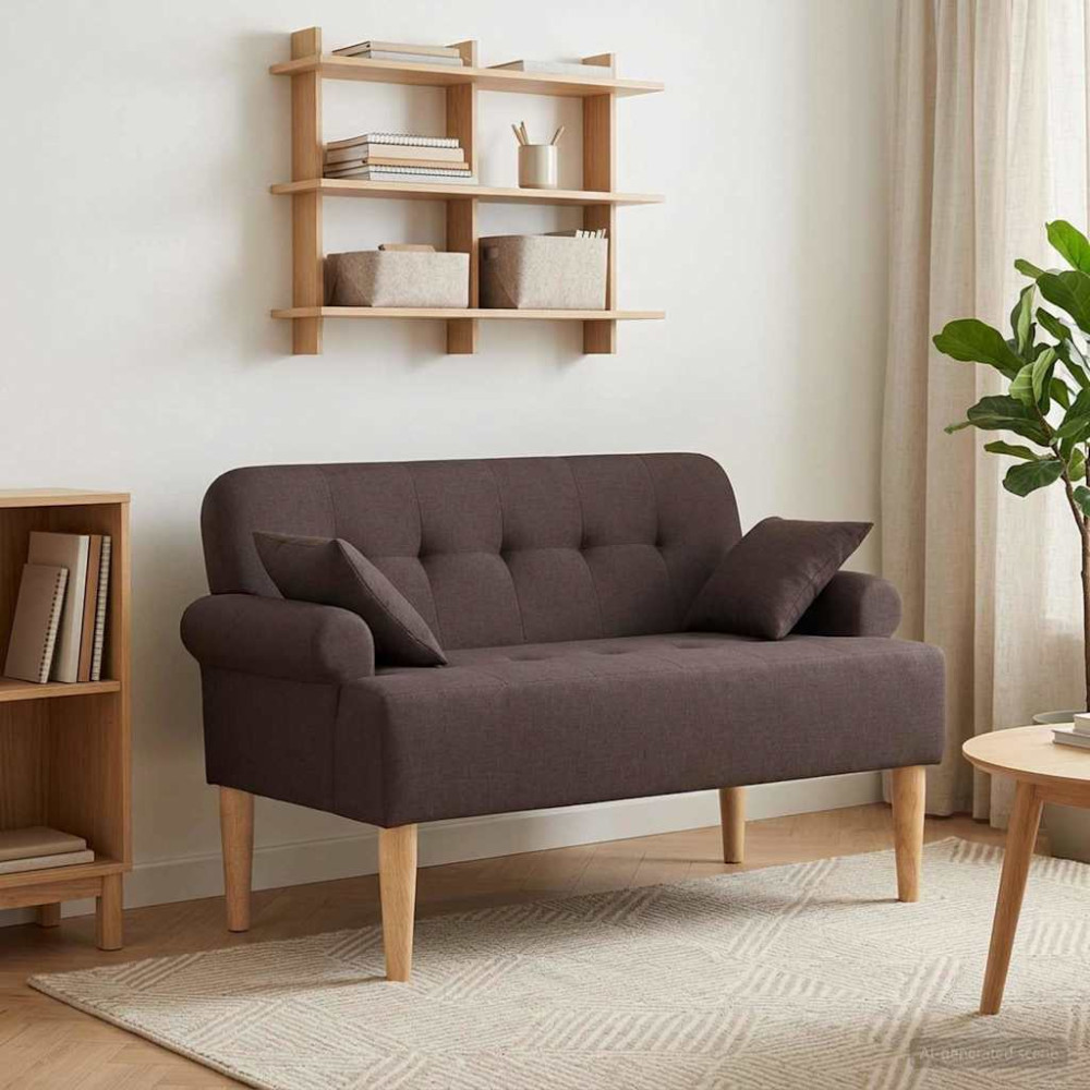 Produktbild för Loveseat med knapprapport Mörkbrun 120 x 65 x 79 cm Tyg